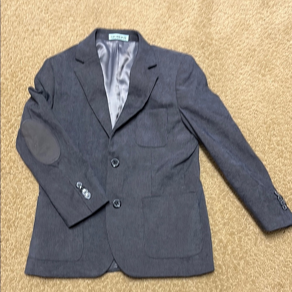 Boy’s Corduroy Gray Blazer with Elbow Patches - size 8